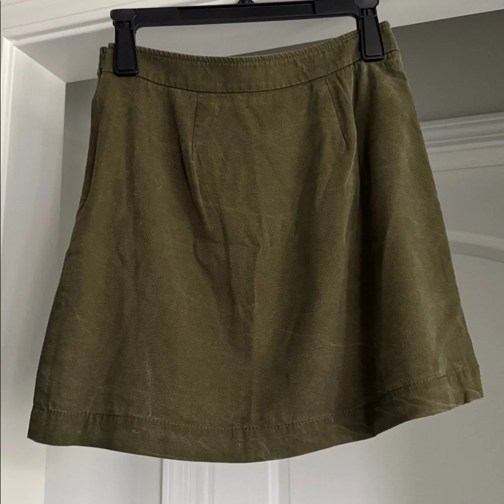 Corduroy Olive Button-Detail Women's Skirt - Picture 5 of 10